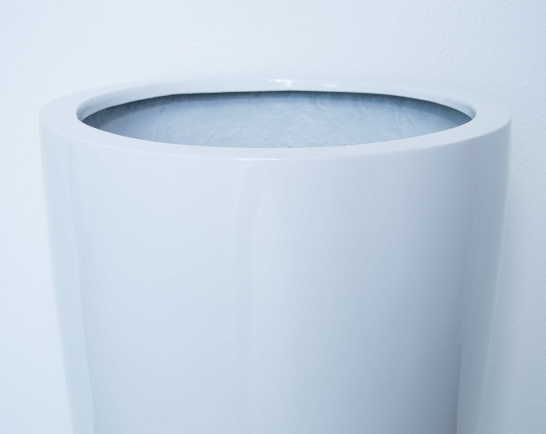 Elegant Einrichten | Pflanzkübel | Fiberglas | rund-konisch | D30xH60cm | Hochglanz weiß