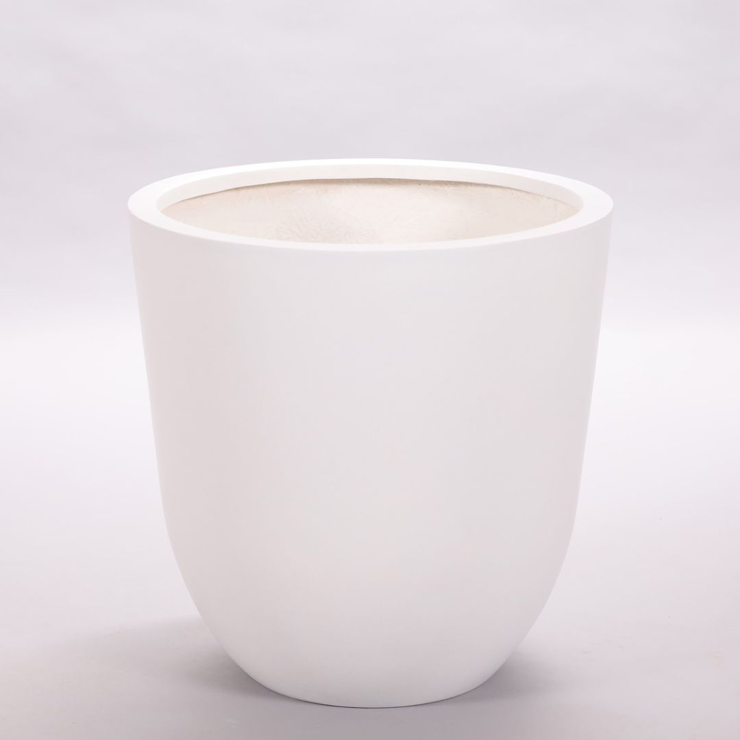 Elegant Einrichten | Pflanzkübel | Fiberglas | rund konisch | D30xH30cm | perlmutt weiß.