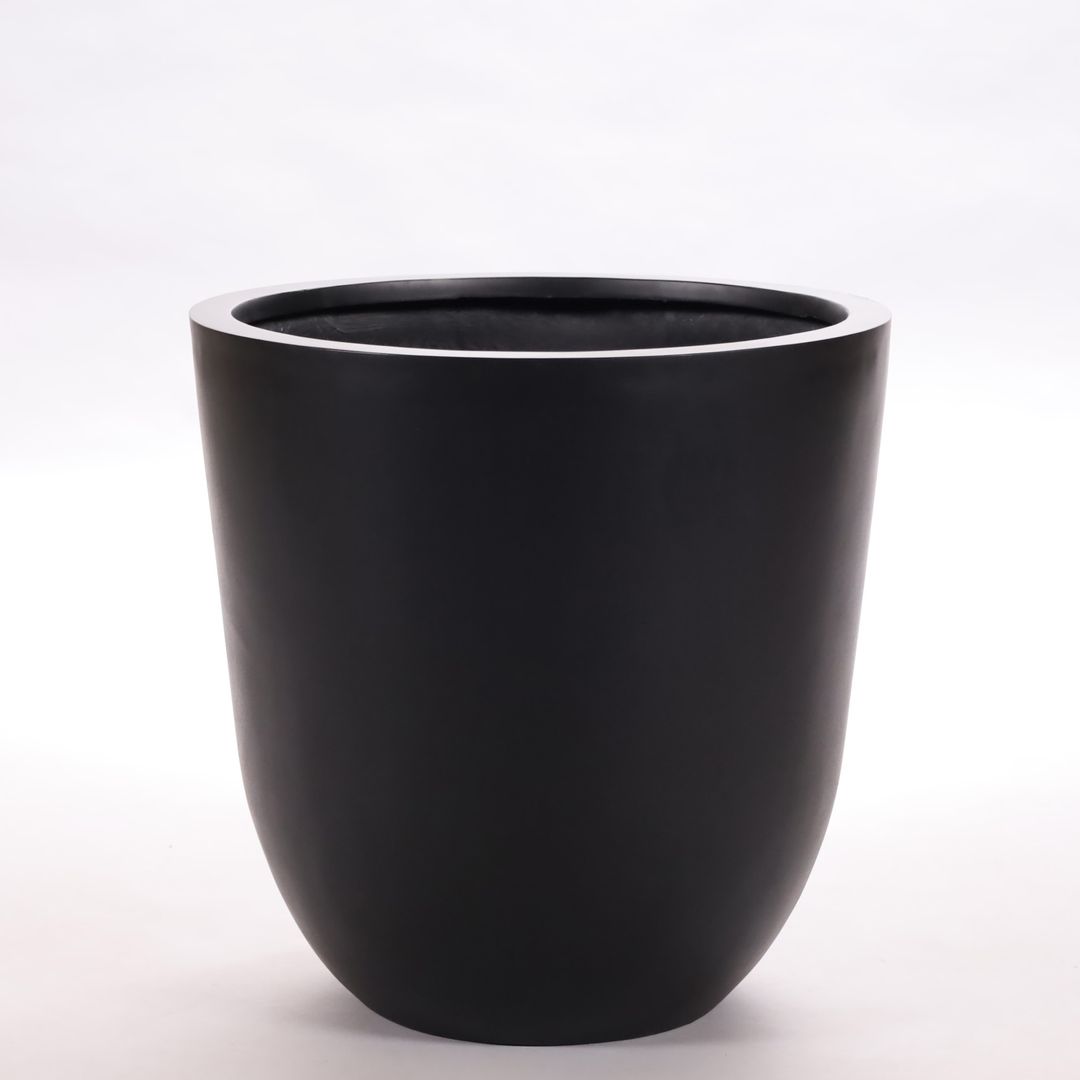 Elegant Einrichten | Pflanzkübel | Fiberglas | rundkonisch | D40xH40cm | elegant schwarz-matt.