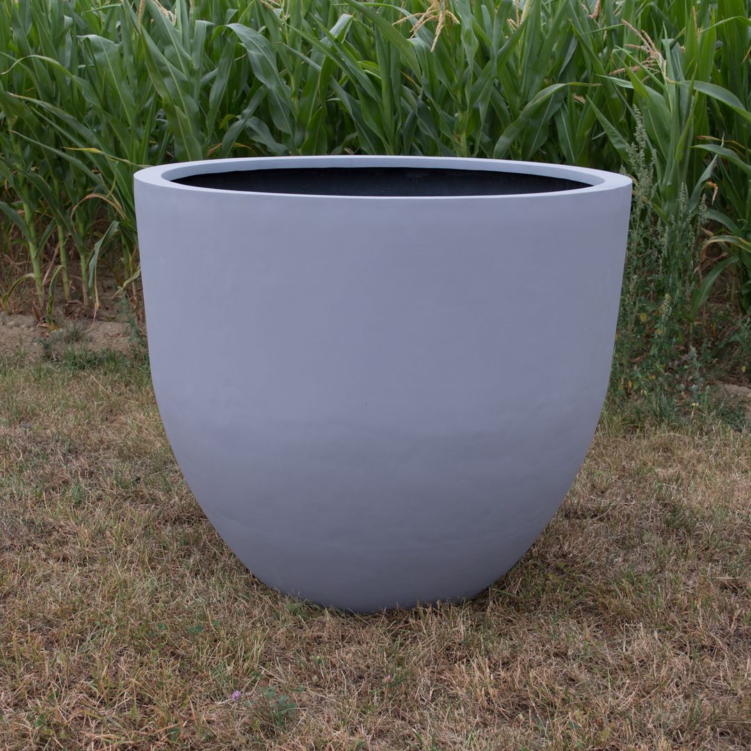 Elegant Einrichten | Pflanzkübel | Fiberglas | rundkonisch | D110xH95cm | grau.