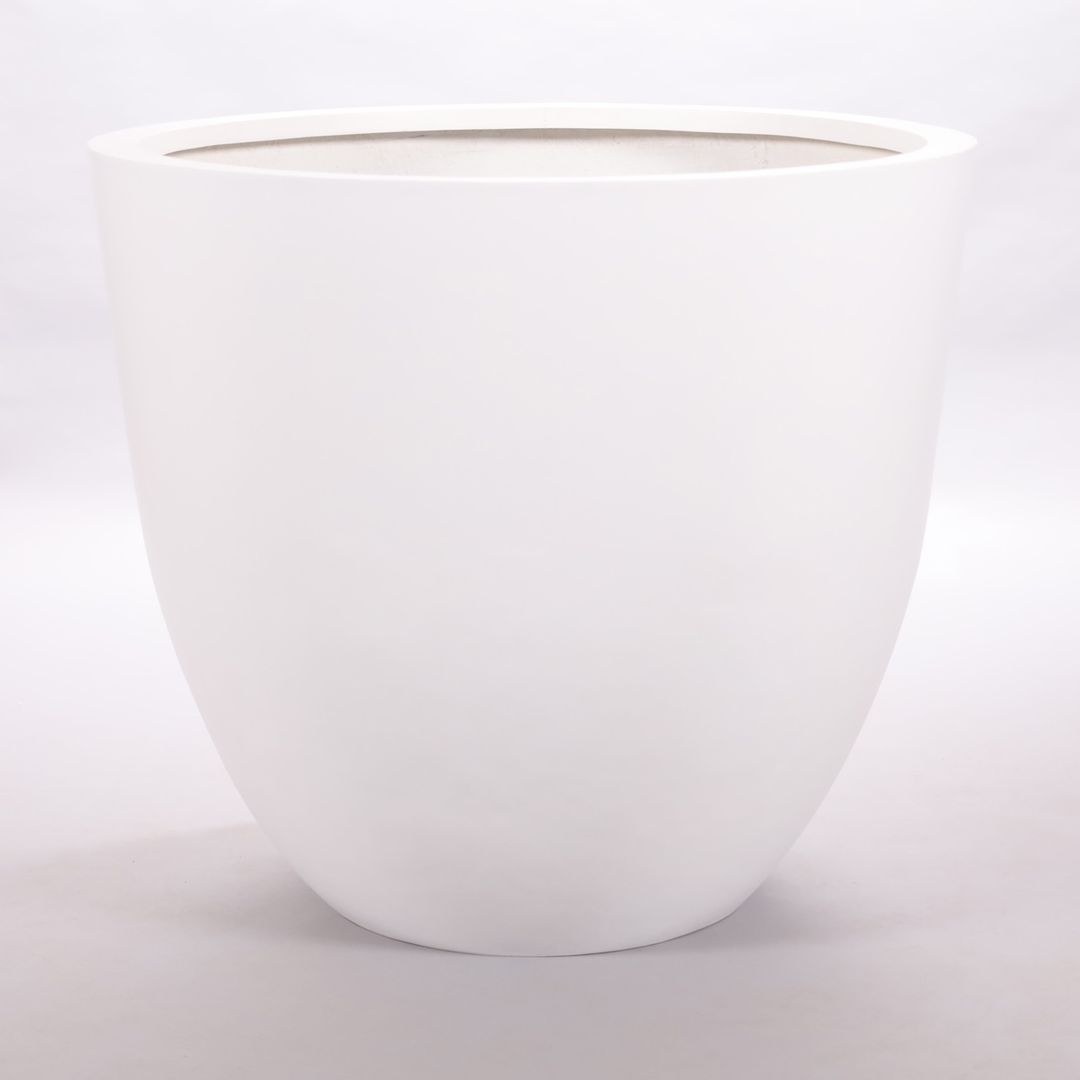 Elegant Einrichten | Pflanzkübel | Fiberglas | rund konisch | D90xH80cm | perlmutt weiß.