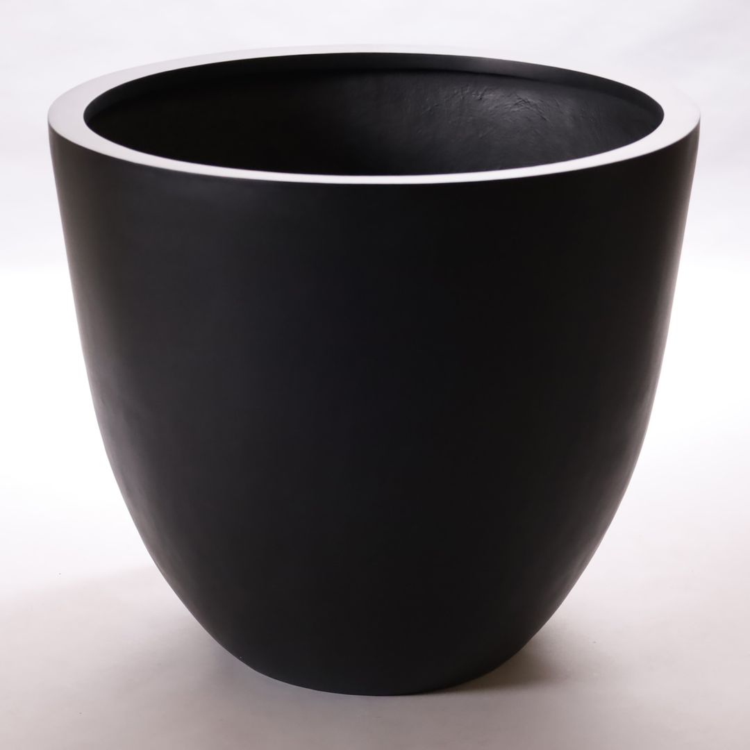 Elegant Einrichten | Pflanzkübel | Fiberglas | rund konisch | D90xH80cm | elegant schwarz-matt.