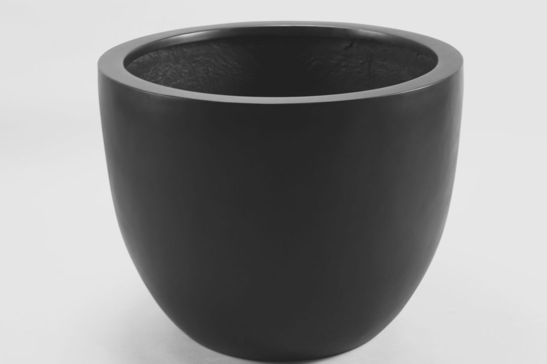 Elegant Einrichten | Pflanzkübel | Fiberglas | rundkonisch | D60xH46,5cm | schwarz-matt.