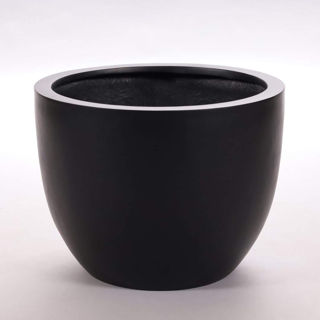 Elegant Einrichten | Pflanzkübel | Fiberglas | rundkonisch | D60xH46,5cm | schwarz-matt.