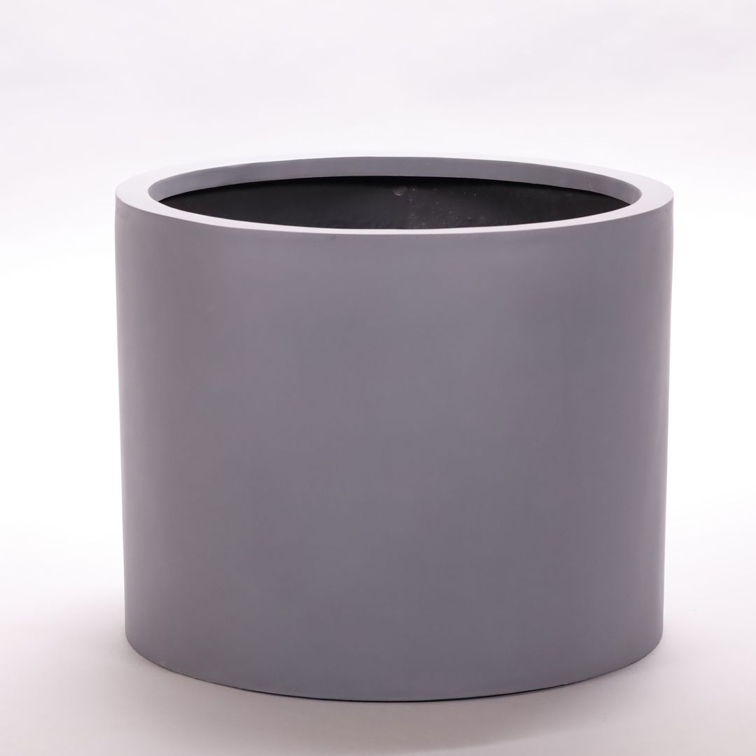 Elegant Einrichten | Pflanzkübel | Fiberglas | zylindrisch | D50xH40cm | grau.