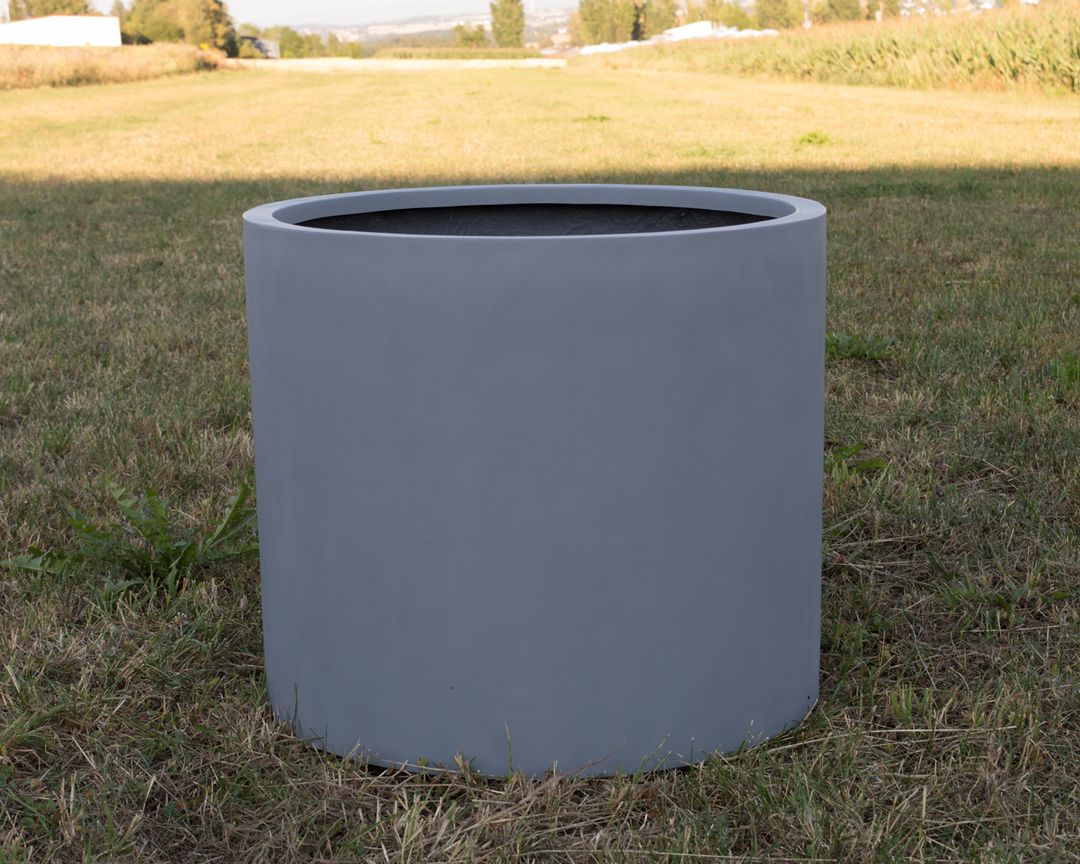 Elegant Einrichten | Pflanzkübel | Fiberglas | zylindrisch | D60xH50cm | grau.