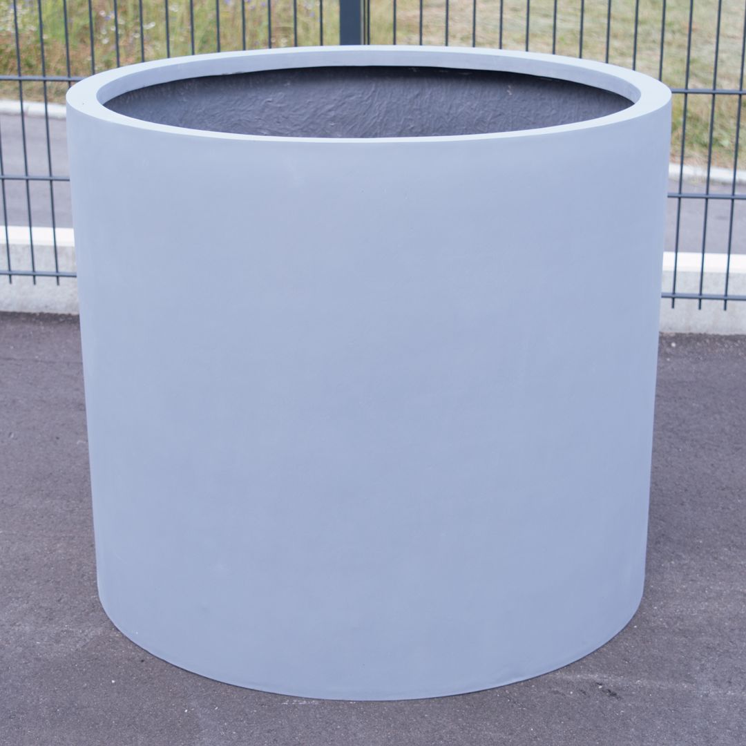 Elegant Einrichten | Pflanzkübel | Fiberglas | zylindrisch | D40xH30cm | grau.