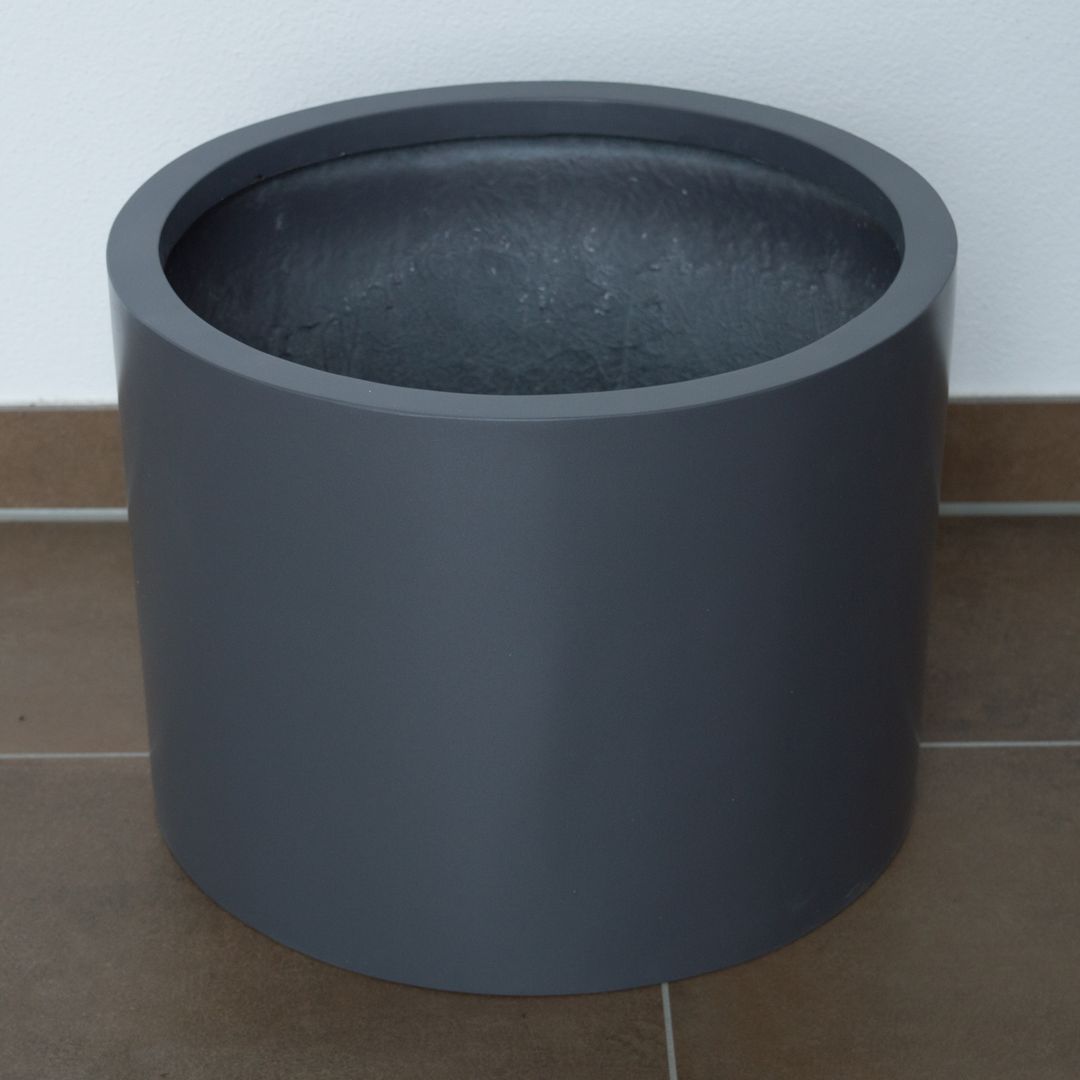 Elegant Einrichten | Pflanzkübel | Fiberglas | zylindrisch | D30xH25cm | Anthrazit-Metallic