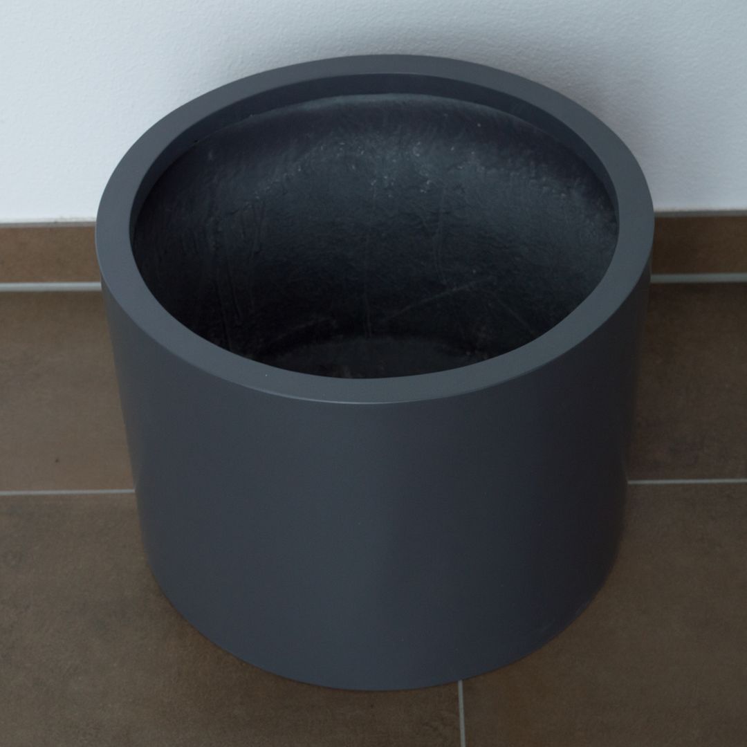 Elegant Einrichten | Pflanzkübel | Fiberglas | zylindrisch | D50xH40cm | Anthrazit-Metallic