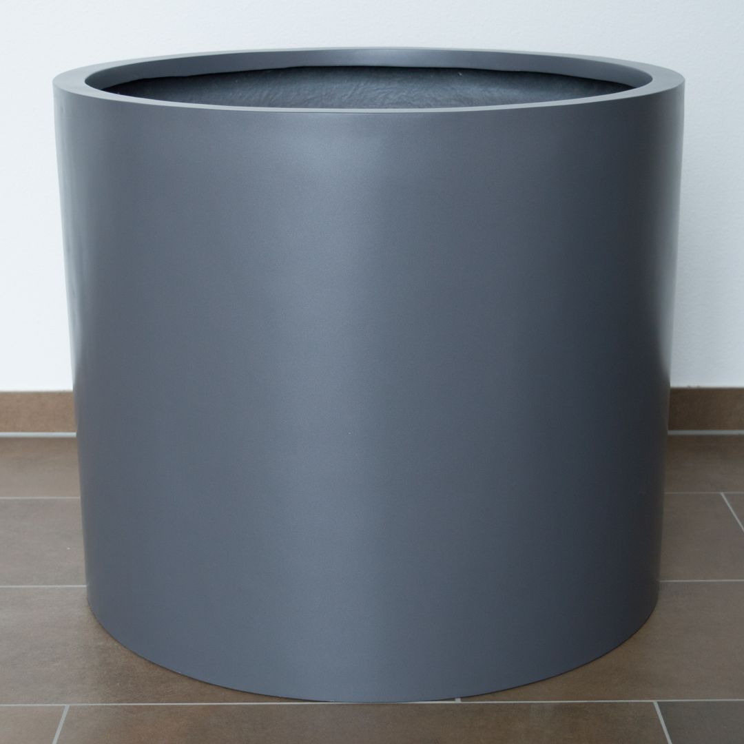 Elegant Einrichten | Pflanzkübel | Fiberglas | zylindrisch | D60xH50cm | Anthrazit-Metallic