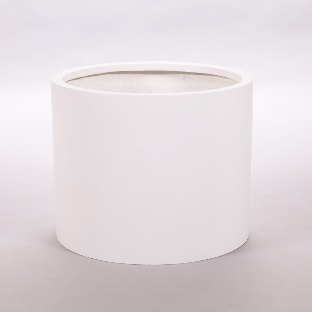 Elegant Einrichten | Pflanzkübel | Fiberglas | zylindrisch | D40xH30cm | perlmutt weiß.