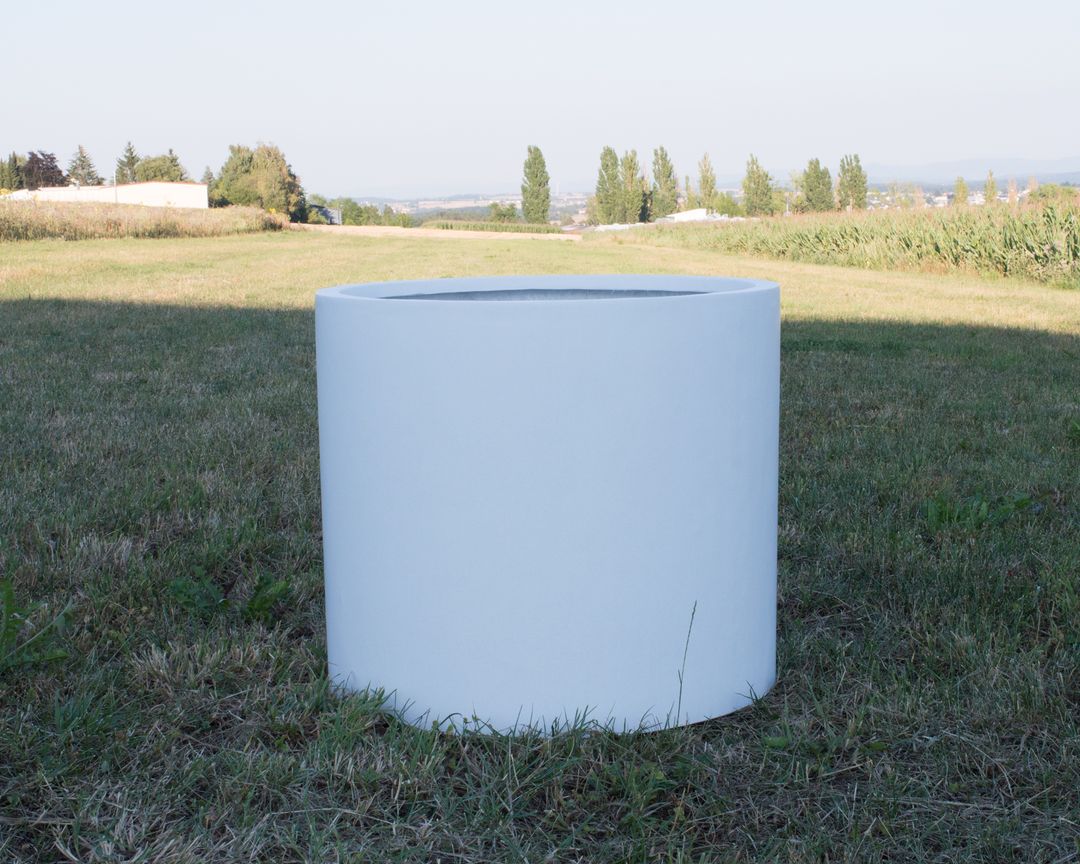 Elegant Einrichten | Pflanzkübel | Fiberglas | zylindrisch | D50xH40cm | perlmutt weiß.