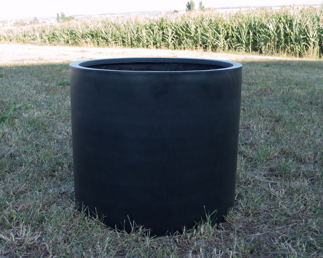 Elegant Einrichten | Pflanzkübel | Fiberglas | zylindrisch | D40xH30cm | schwarz-matt.