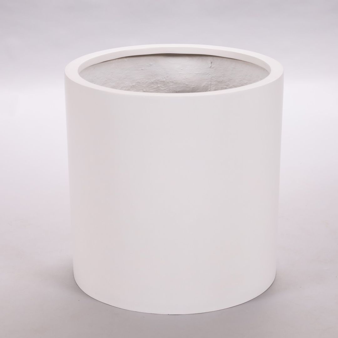 Elegant Einrichten | Pflanzkübel | Fiberglas | zylindrisch | D50xH50cm | perlmutt weiß.