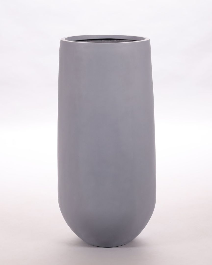Elegant Einrichten | Pflanzkübel | Fiberglas | rund konisch | D26xH56cm | grau.