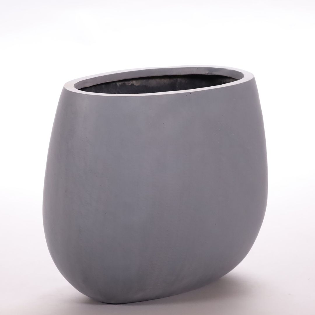 Elegant Einrichten | Pflanzkübel | Fiberglas | oval | 31x17x26cm | grau.