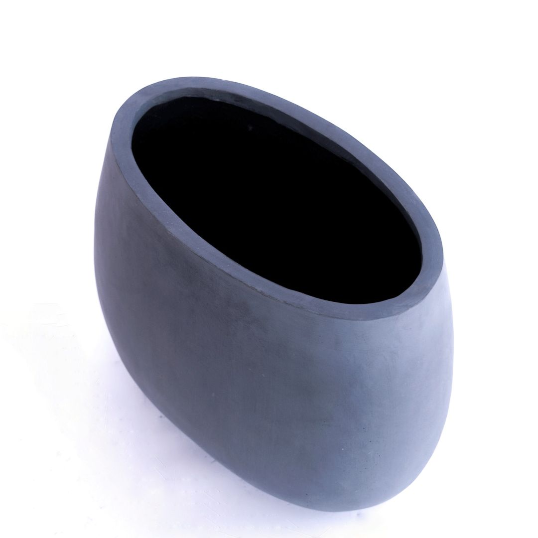 Elegant Einrichten | Pflanzkübel | Fiberglas | oval | 44x28x36cm | grau.