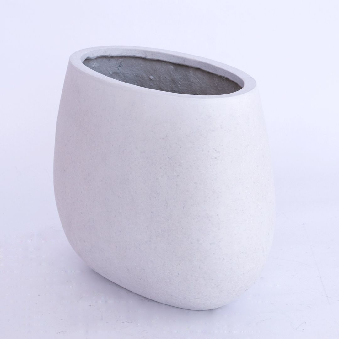 Elegant Einrichten | Pflanzkübel | Fiberglas | oval | 44x28x36cm | perlmutt weiß.