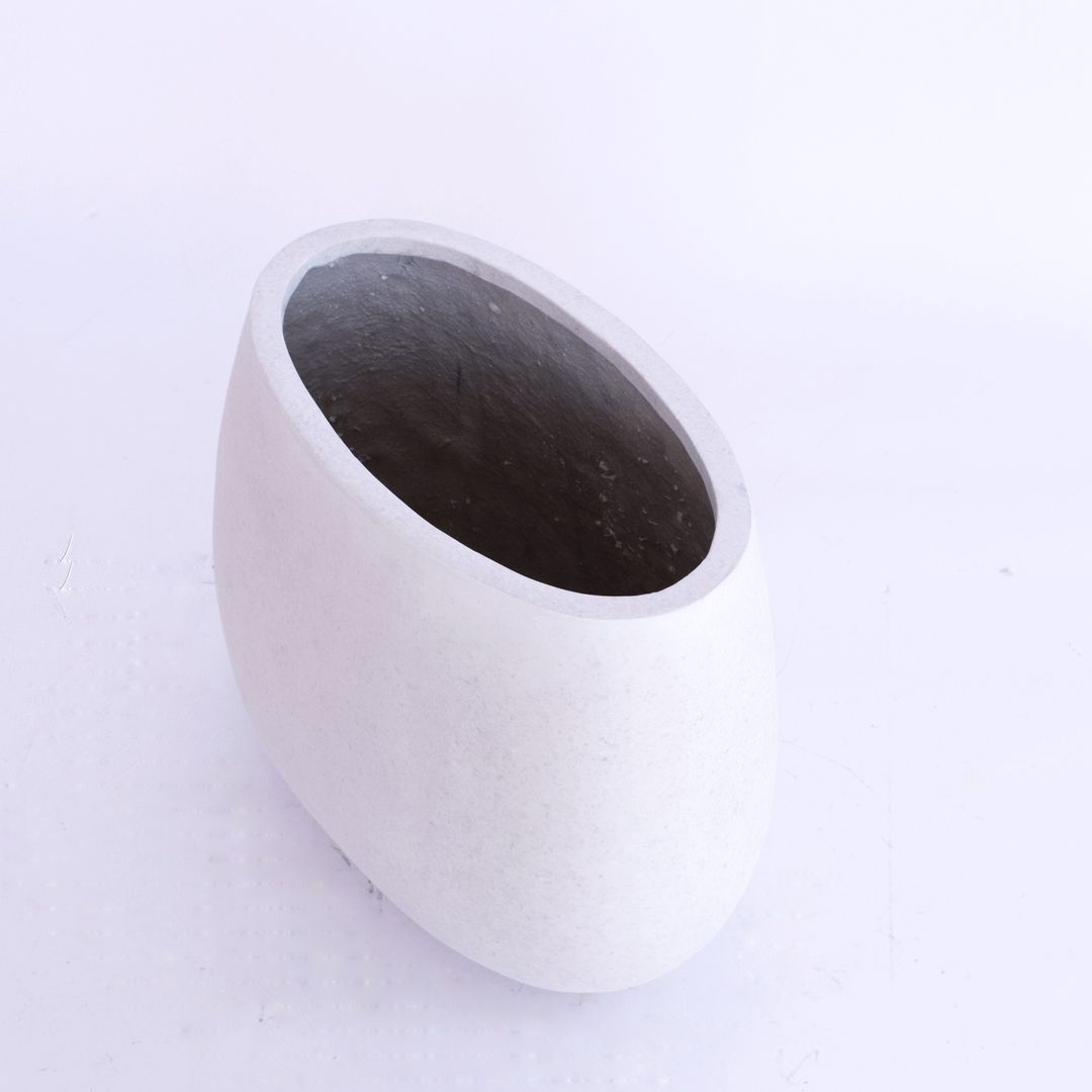 Elegant Einrichten | Pflanzkübel | Fiberglas | oval | 44x28x36cm | perlmutt weiß.