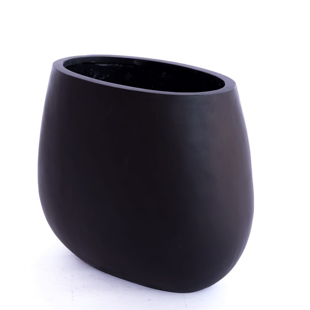 Elegant Einrichten | Pflanzkübel | Fiberglas | oval | 31x17x26cm | schwarz-matt