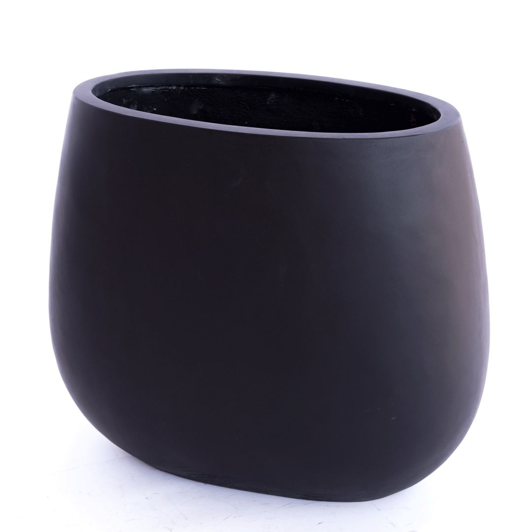 Elegant Einrichten | Pflanzkübel | Fiberglas | oval | 31x17x26cm | schwarz-matt