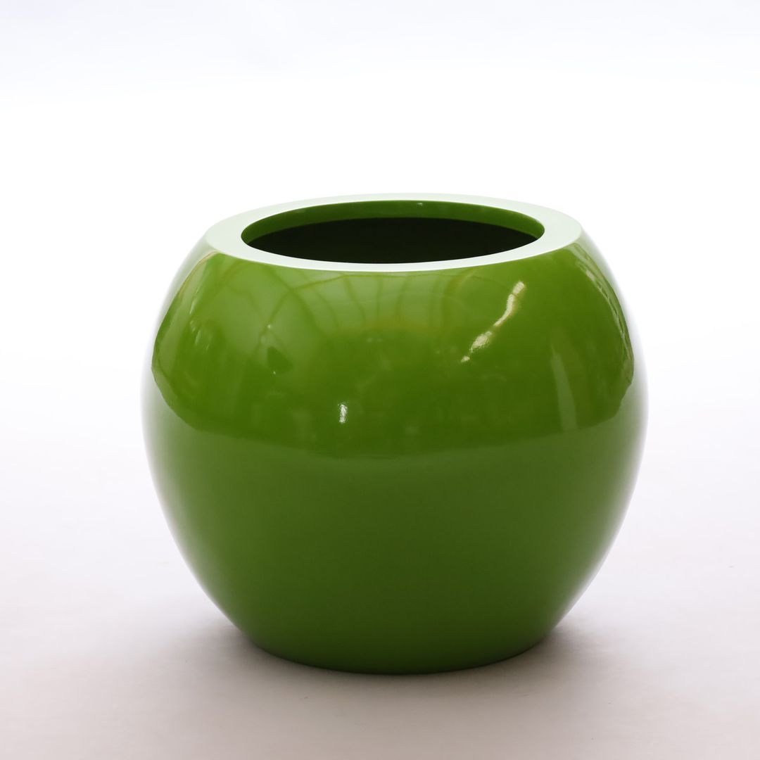 Elegant Einrichten | Pflanzkübel | Fiberglas | Ball | D62xH48cm | hochglanz avocado grün