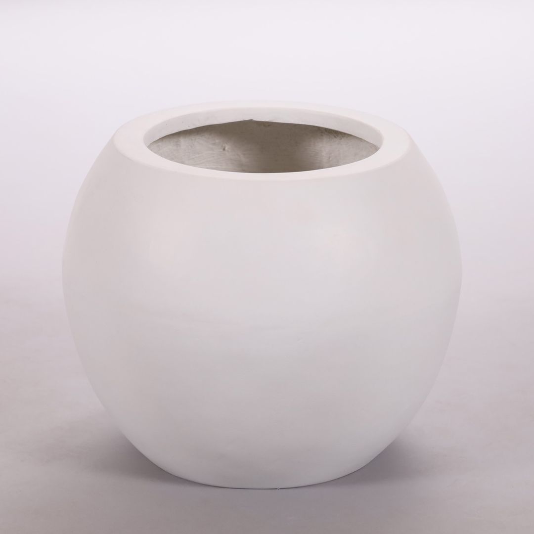 Elegant Einrichten | Pflanzkübel | Fiberglas | Ball | D40xH32cm | perlmutt weiß.