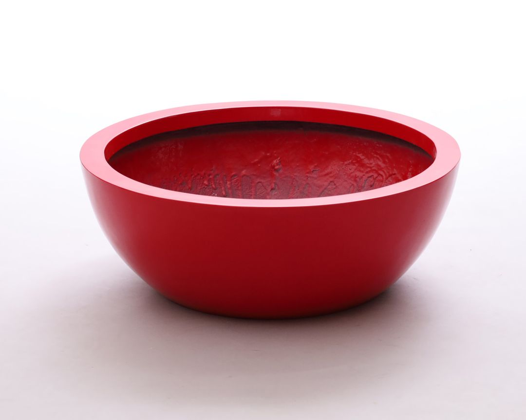 Elegant Einrichten | Pflanzkübel | Fiberglas | rund | D55xH19cm | hochglanz rot