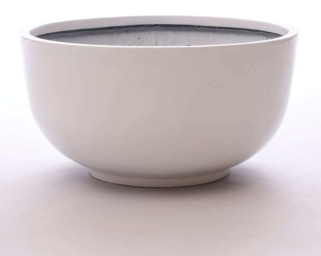 Elegant Einrichten | Pflanzkübel | Fiberglas | rund | D50xH25cm | hochglanz weiß