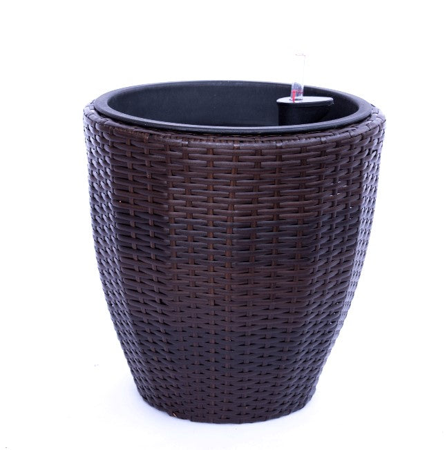 Elegant Einrichten | Pflanzkübel | Polyrattan | rundkonisch | D46xH46cm | coffee braun.