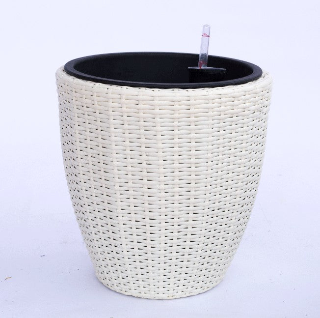 Elegant Einrichten | Pflanzkübel | Polyrattan | rundkonisch | D37xH37cm | creme weiß.