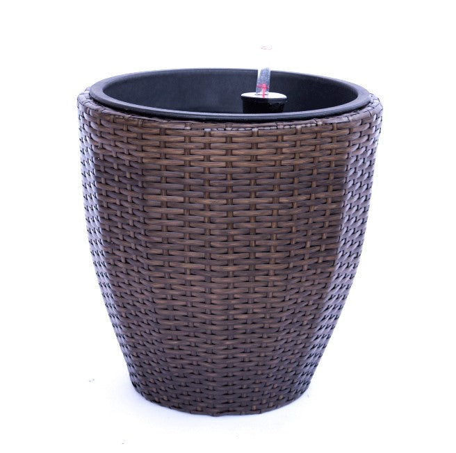 Elegant Einrichten | Pflanzkübel | Polyrattan | rundkonisch | D37xH37cm | mocca