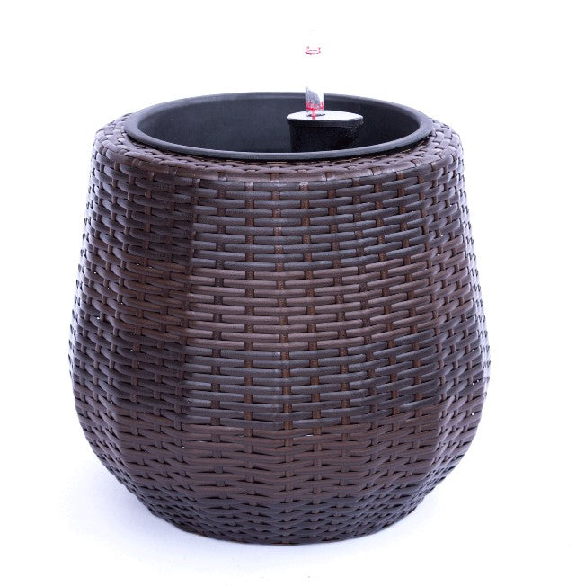 Elegant Einrichten | Pflanzkübel | Polyrattan | rundkonisch | D35xH32cm | coffee braun