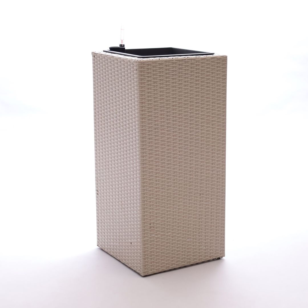 Elegant Einrichten | Pflanzkübel | Polyrattan | Säule | 30x30x80cm | grau meliert