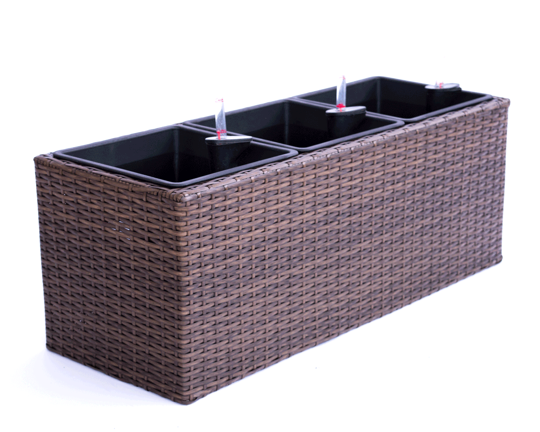 Elegant Einrichten | Pflanzkübel | Polyrattan | rechteckig | 82x30x29cm | mocca