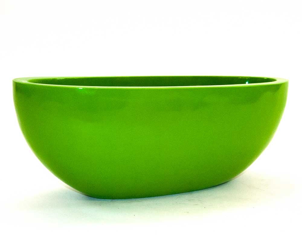 Elegant Einrichten | Pflanzkübel | Fiberglas | oval | 51x23xH18cm | hochglanz avocado grün