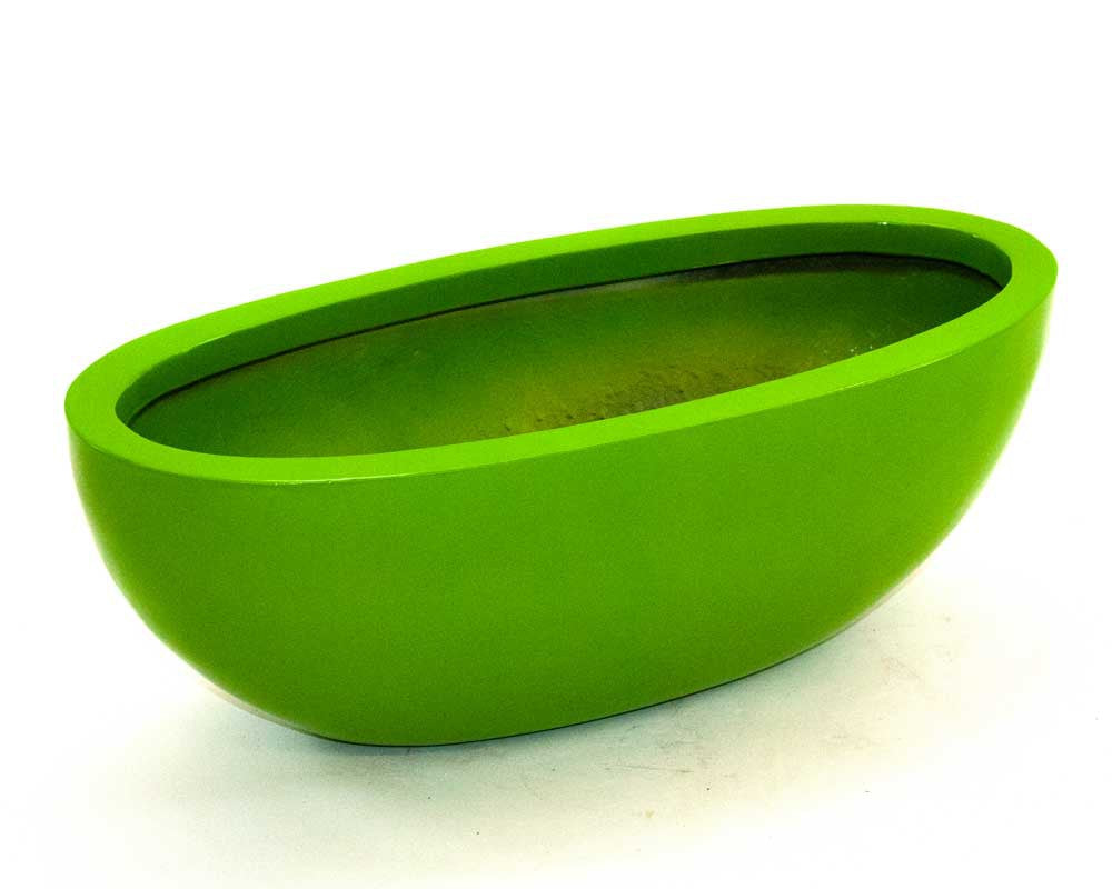 Elegant Einrichten | Pflanzkübel | Fiberglas | oval | 51x23xH18cm | hochglanz avocado grün