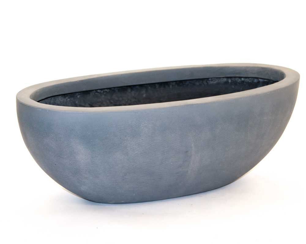 Elegant Einrichten | Pflanzkübel | Fiberglas | oval | 65x31xH25cm | grau.