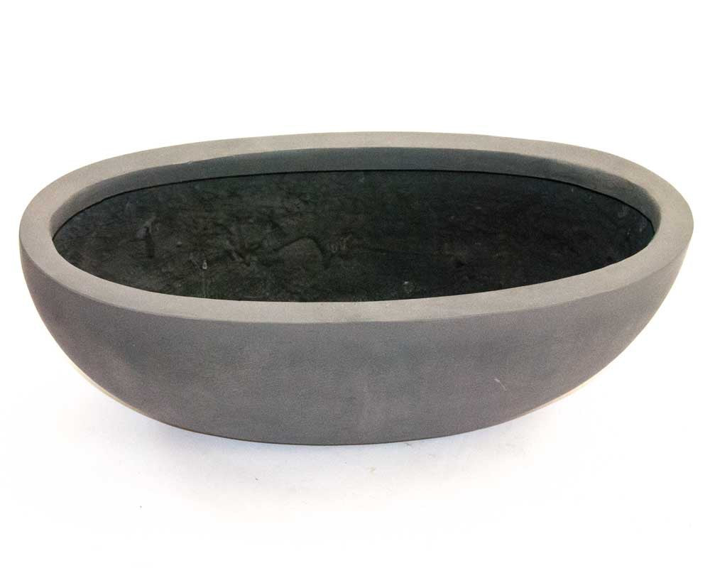 Elegant Einrichten | Pflanzkübel | Fiberglas | oval | 65x31xH25cm | grau.