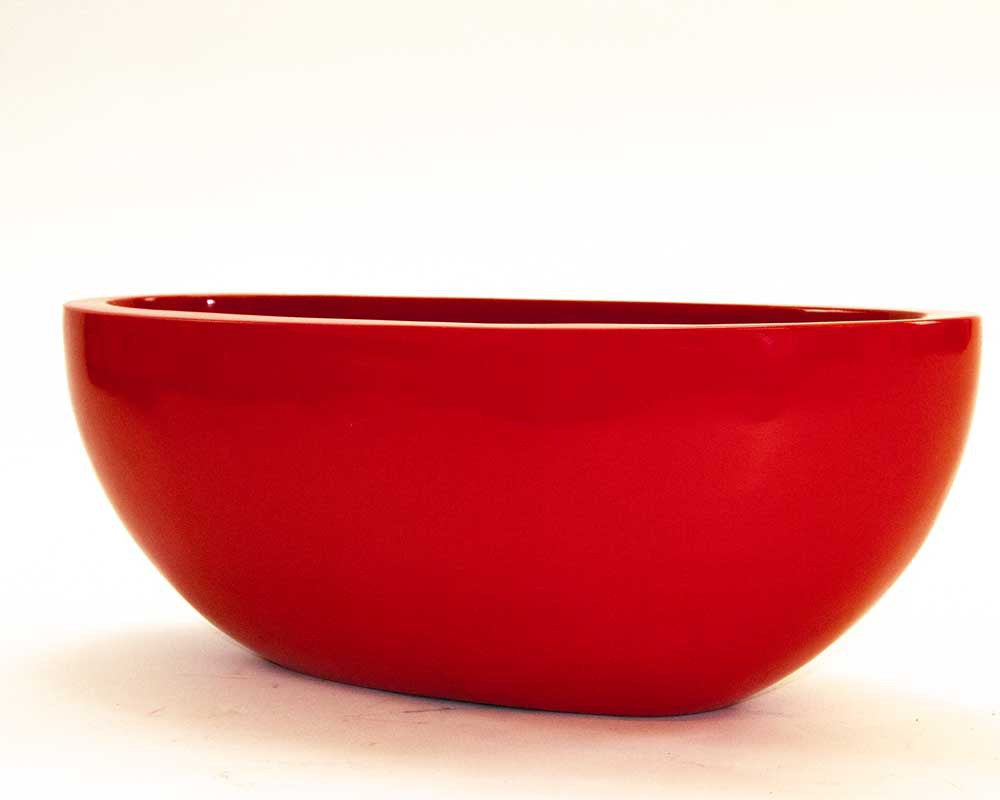 Elegant Einrichten | Pflanzkübel | Fiberglas | oval | 51x23xH18cm | hochglanz rot.