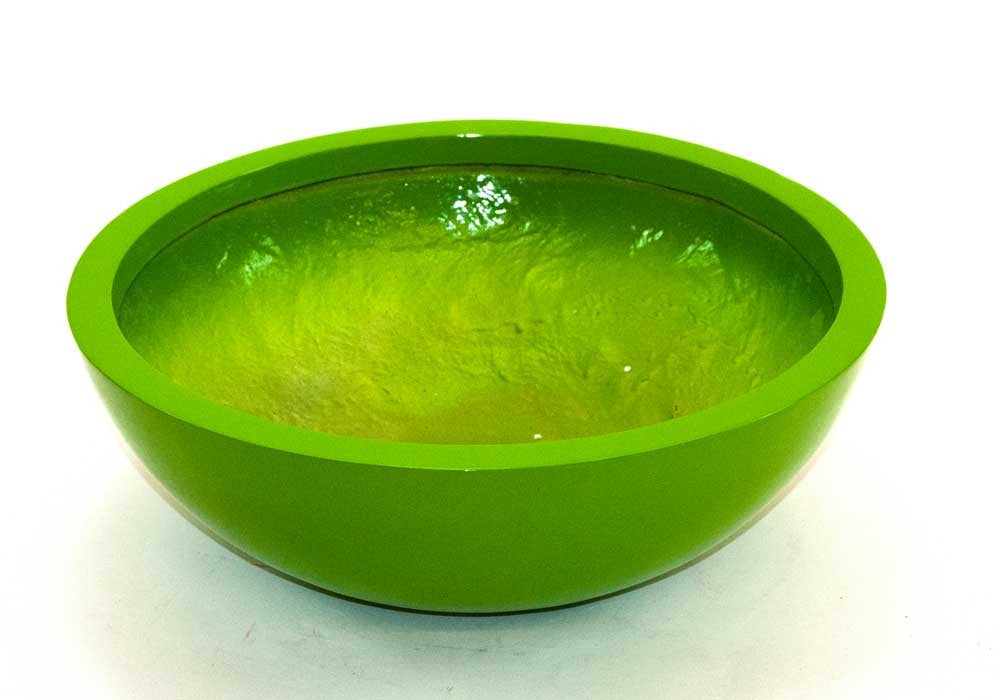 Elegant Einrichten | Pflanzkübel | Fiberglas | rund | D34xH12cm | hochglanz avocado grün