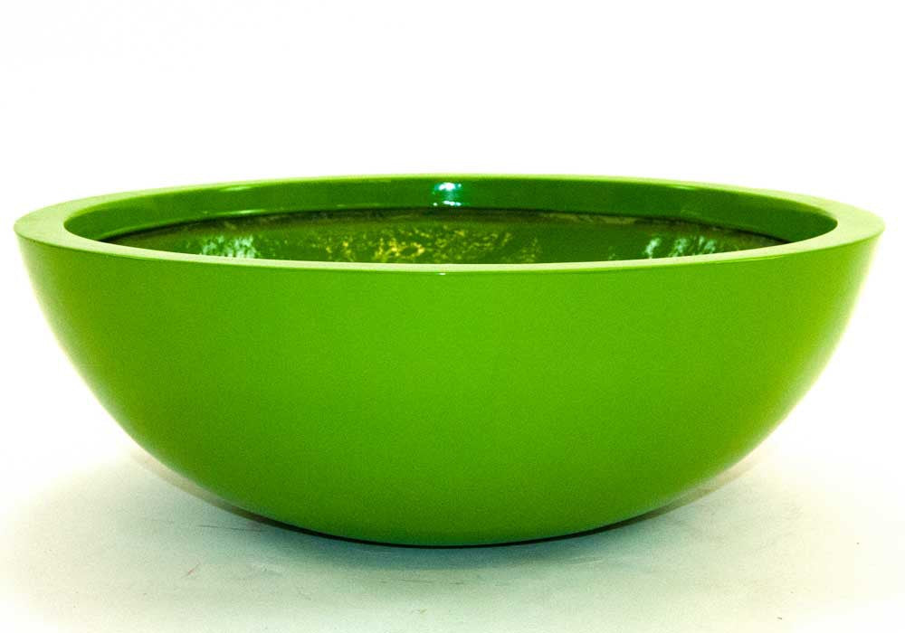 Elegant Einrichten | Pflanzkübel | Fiberglas | rund | D34xH12cm | hochglanz avocado grün