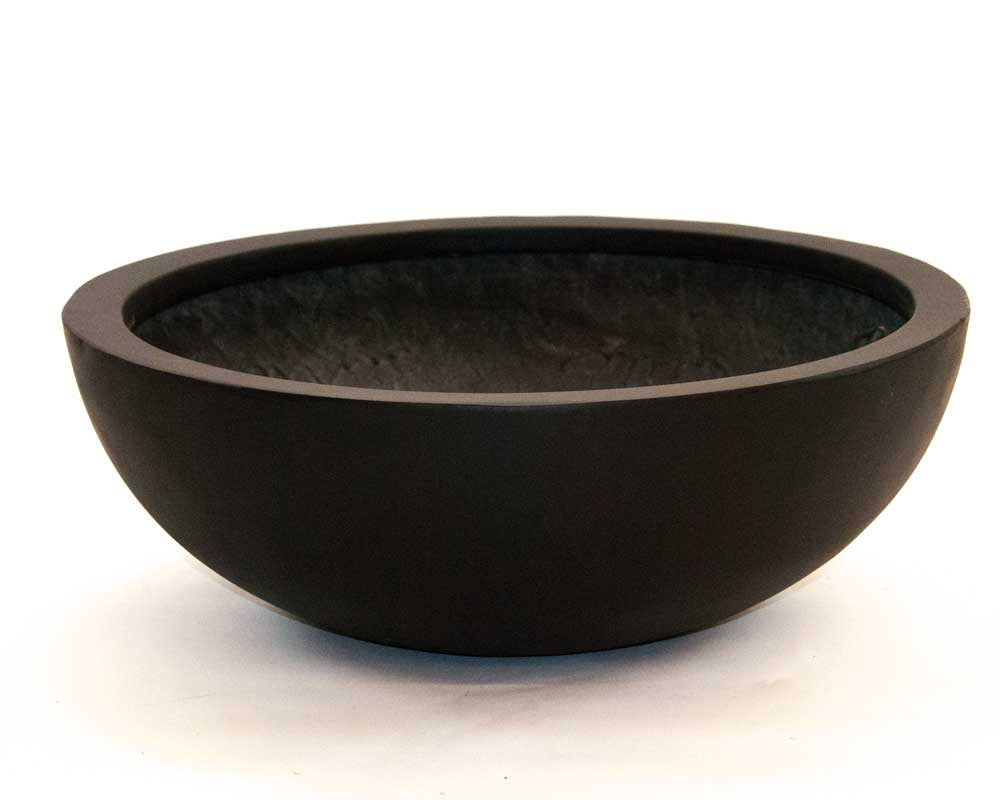 Elegant Einrichten | Pflanzkübel | Fiberglas | schale | rund | D46xH16cm | elegant schwarz-matt.