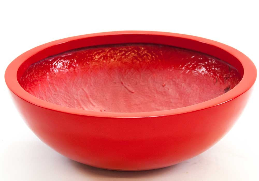 Elegant Einrichten | Pflanzkübel | Fiberglas | rund | D34xH12cm | hochglanz rot.