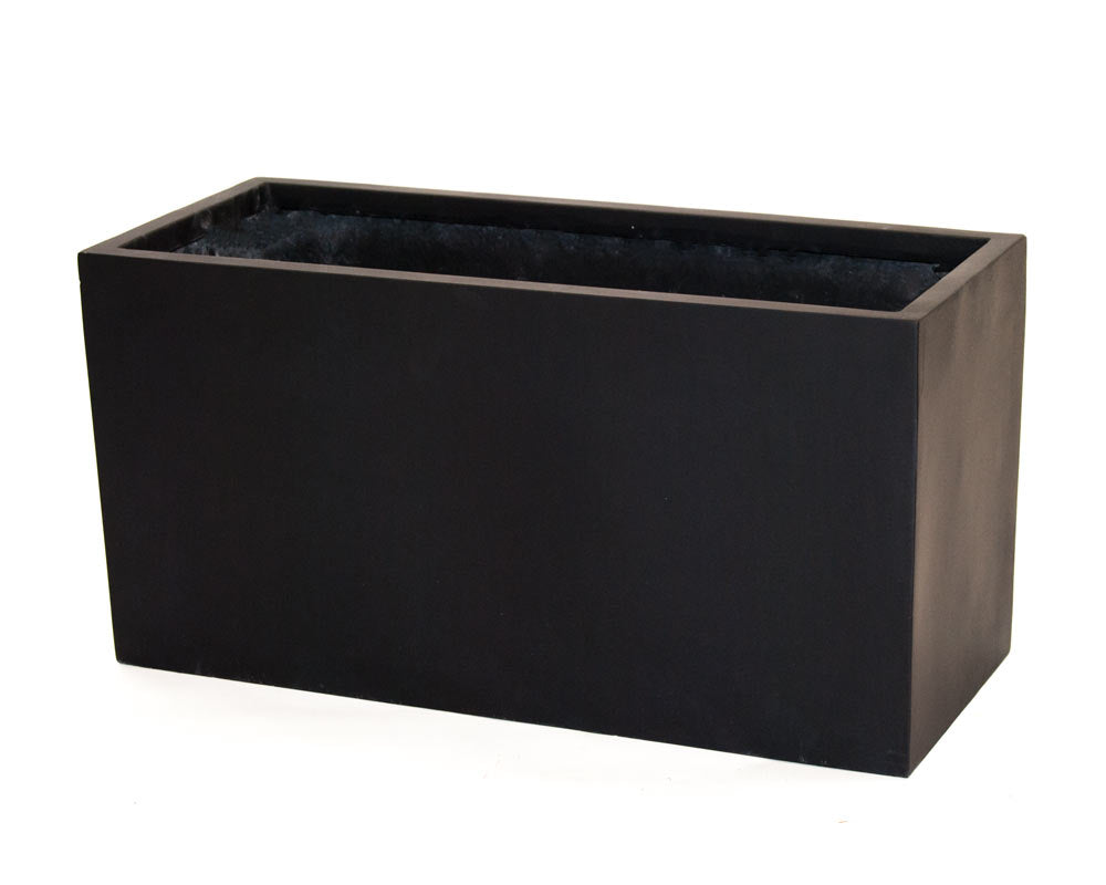 Elegant Einrichten | Pflanzkübel | Fiberglas | rechteckig | 60x25x30cm | schwarz-matt