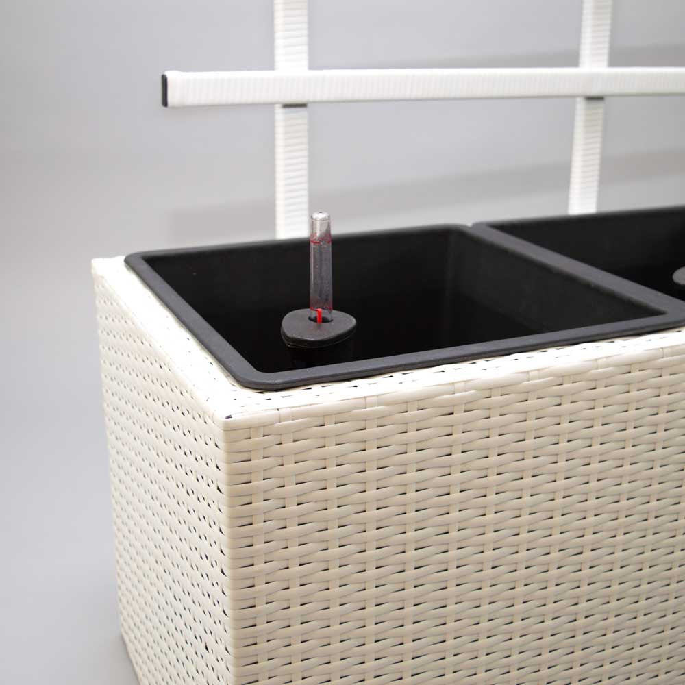 Elegant Einrichten | Pflanzkübel | Polyrattan | mit Rankgitter | rechteckig | 82x30x100cm | weiß.