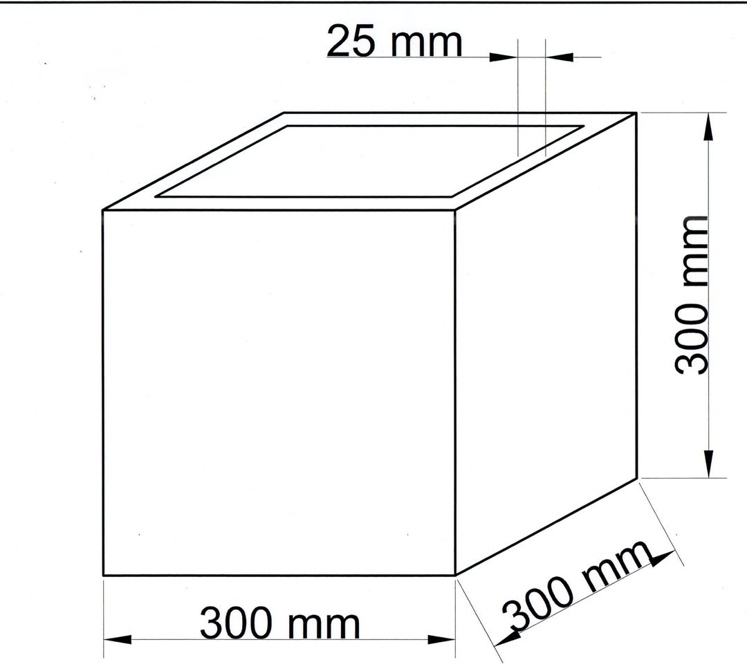 Pflanzkübel | Fiberglas | Stein-Optik | quadratisch | 30x30x30cm | elegant schwarz-matt