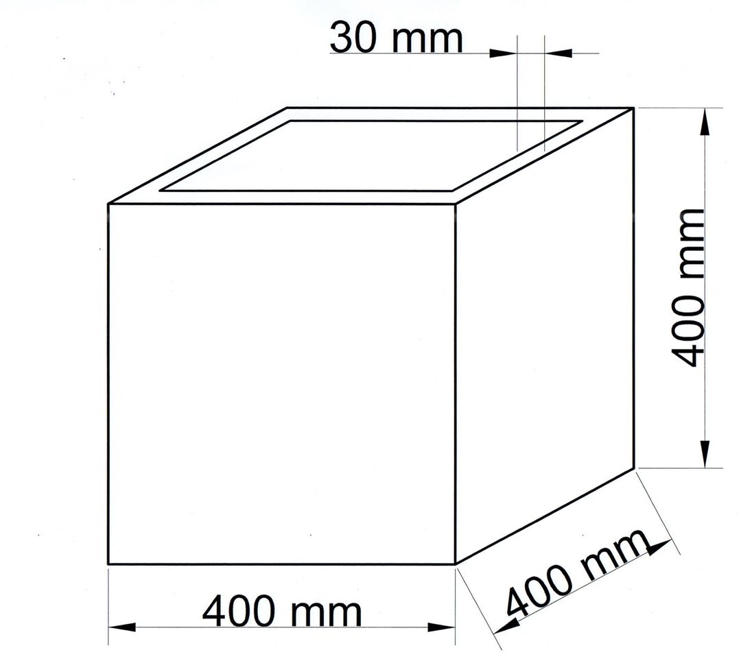 Pflanzkübel | Fiberglas | Stein-Optik | quadratisch | 40x40x40cm | elegant schwarz-matt