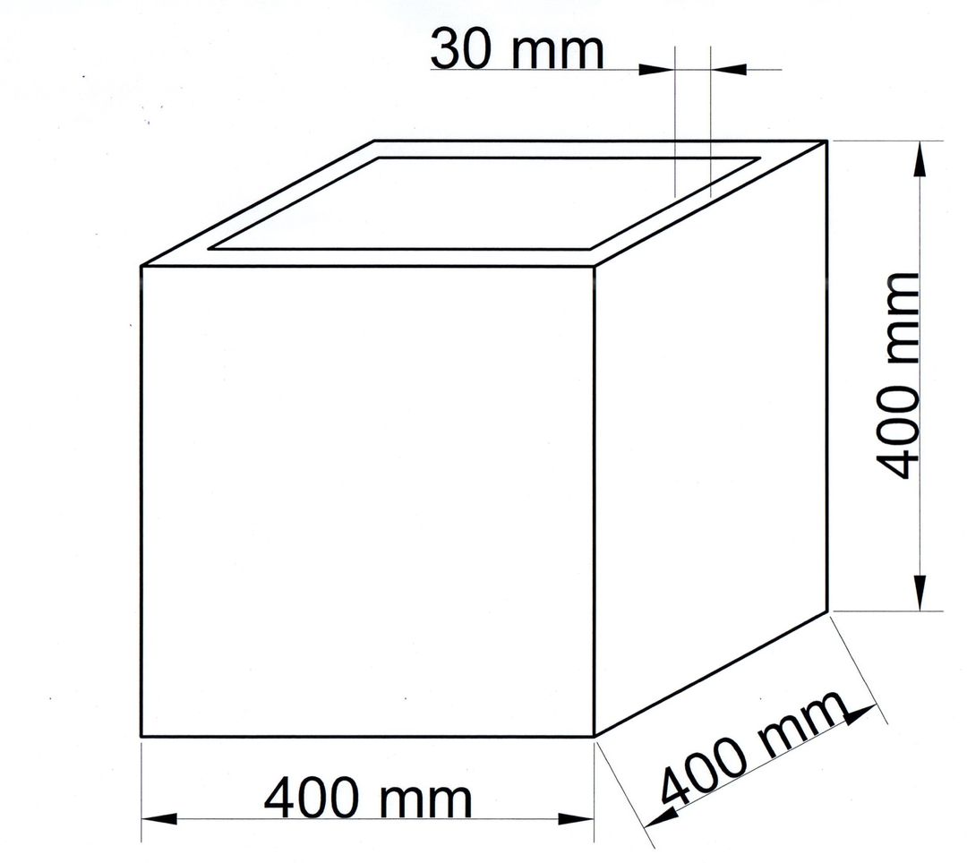 Pflanzkübel | Fiberglas | Stein-Optik | quadratisch | 40x40x40cm | anthrazit grau