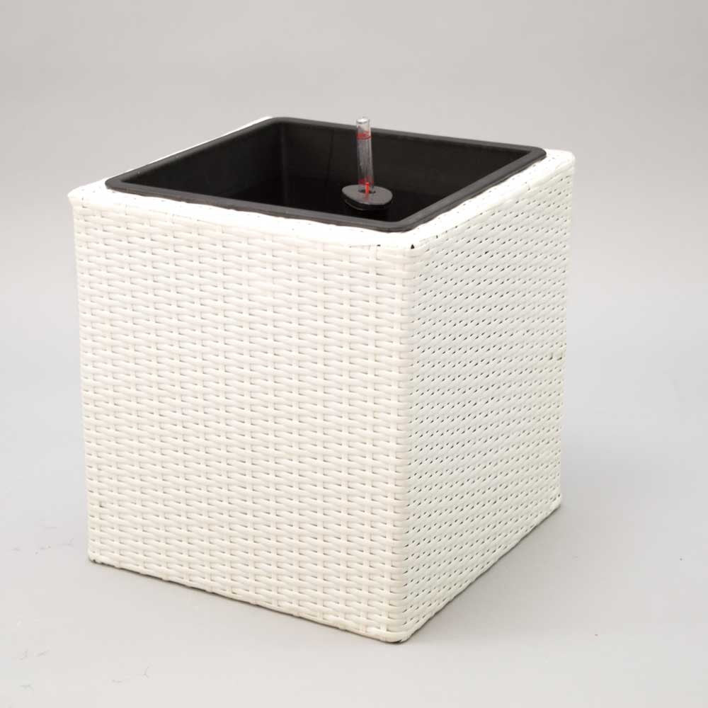 Elegant Einrichten | Pflanzkübel | Polyrattan | quadratisch | 30x30x30cm | weiß